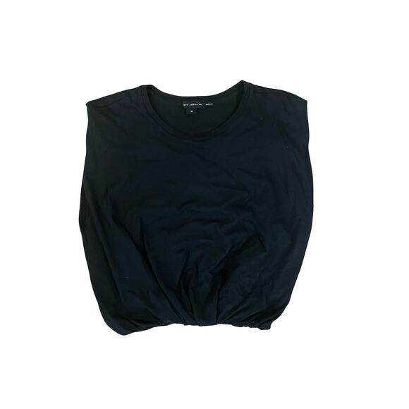 Good American Black Muscle Tee Size M 90% Cotton 10% Linen Sleeveless Top - Picture 2 of 3